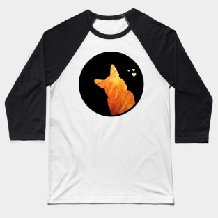 German Shepherd Love - Fiery Orange Silhouette Baseball T-Shirt